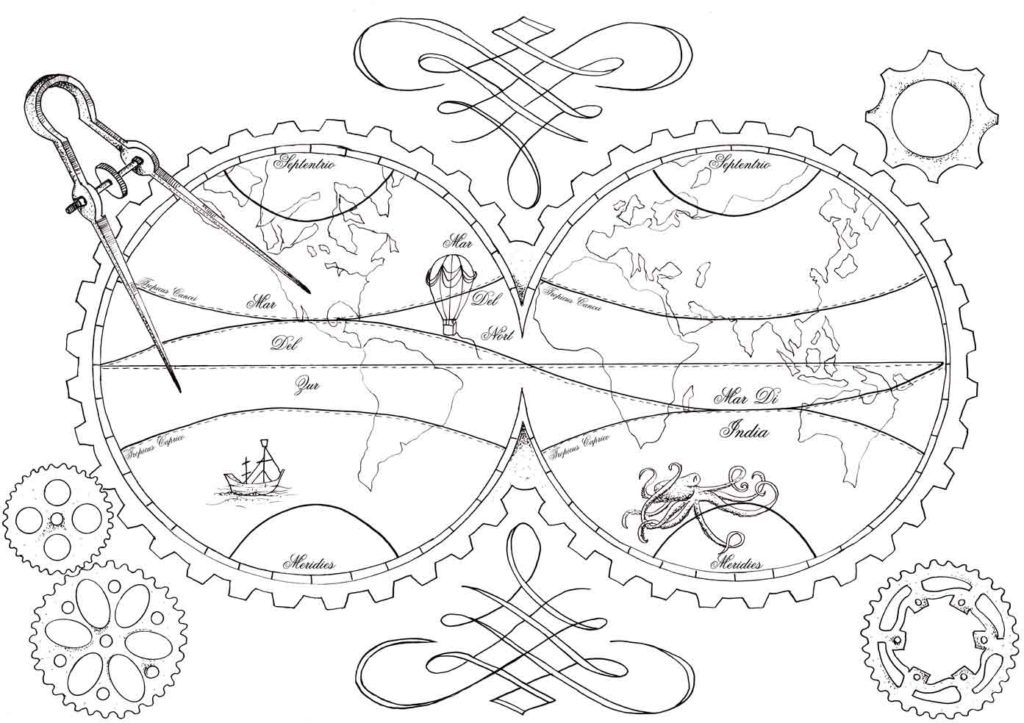 Steampunk Ocean: A Nautical Adult Coloring Book Device Interior
